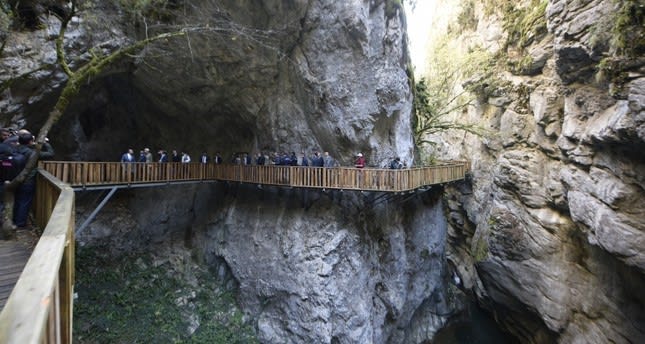 wooden suspension bridge in Turkey